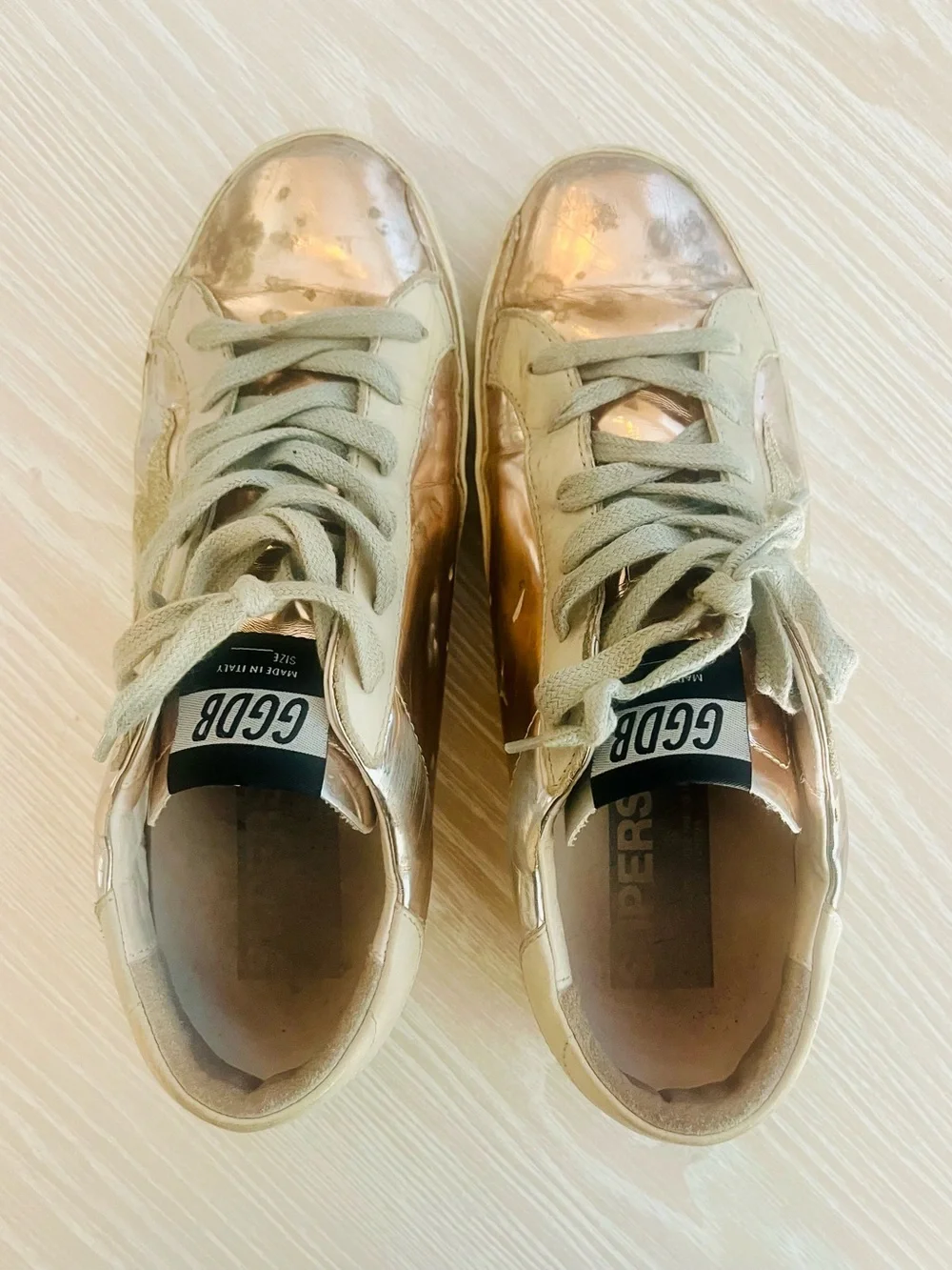Golden Goose Superstar Rose Gold Metallic Low-Top Sneakers Size 38
